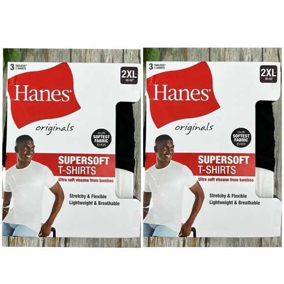 Hanes Originals SuperSoft Crewneck Short Sleeve T-Shirts 2, 3-Packs Size M - Picture 1 of 11